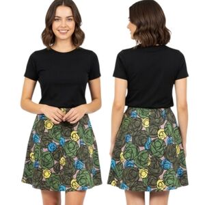 THEORY "Ridiana" Green Floral Print Flare Skirt - Size 8